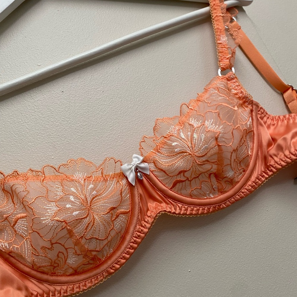Elegant Orange Lace Bra